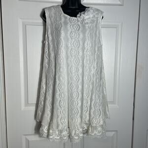 Simply Couture Dress Women Large White Lace Sleeveless Floral Fairycore Whimsey